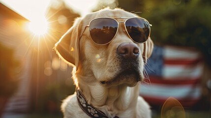 Patriotic Golden Retriever Celebrates Fourth of July