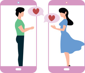 Boy and girl are dating online.