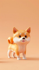 Obraz premium Cute puppy 3D illustration, cute 3D cartoon pet dog