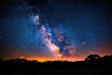 Fototapeta premium Galaxy and Far Mountains