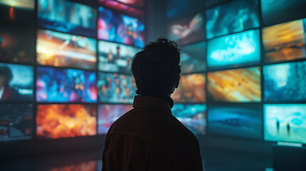 person watching tv in the bar