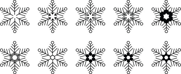 Abstract Snowflakes set icons for report, presentation, diagram, web design, banner, Christmas, Snowflake winter sign vector. 