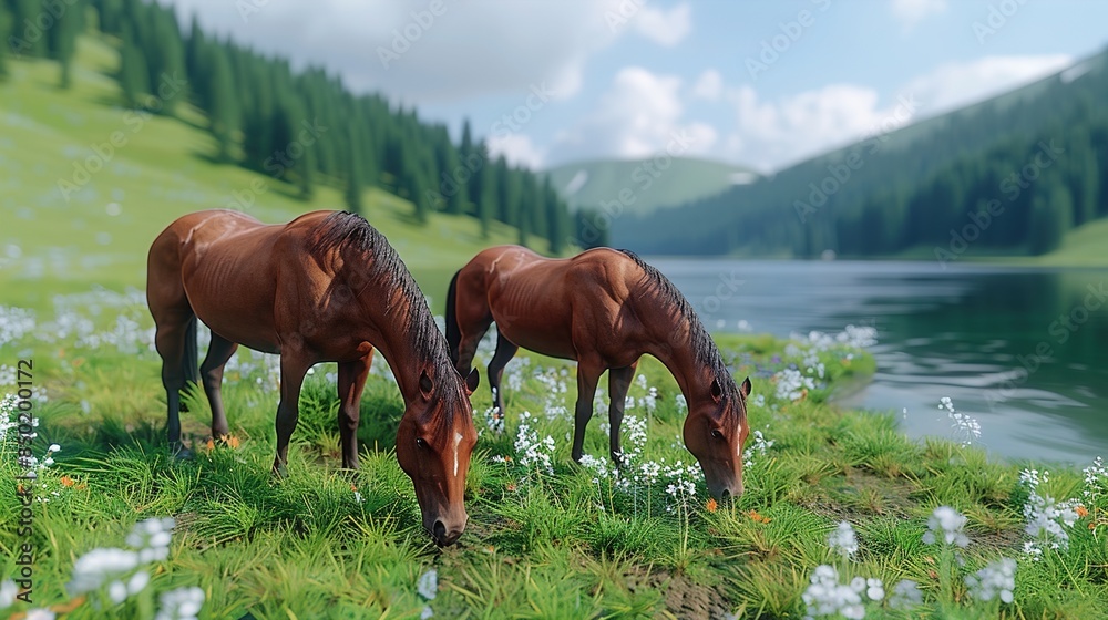 Canvas Prints horses in the mountains