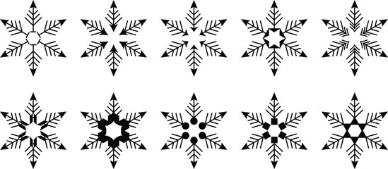 Snowflakes set icons. Abstract icons for report, presentation, diagram, web design, banner, Christmas, Snowflake winter sign vector