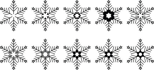 Abstract Snowflakes set icons for report, presentation, diagram, web design, banner, Christmas, Snowflake winter sign vector. 