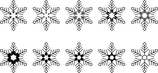 Abstract Snowflakes set icons for report, presentation, diagram, web design, banner, Christmas, Snowflake winter sign vector. Snowflakes icons. 