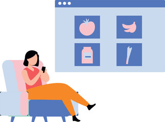 The girl is shopping online.