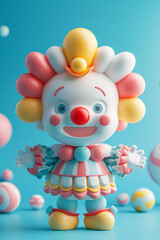 Naklejka premium Happy clown celebrating holiday illustration, April fools day clown poster