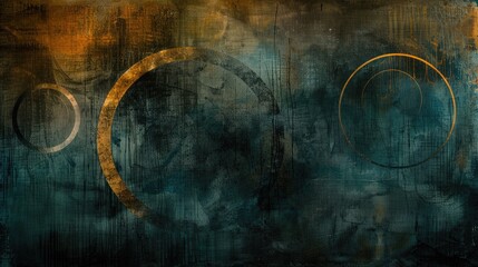 Blue and brown grunge with golden circles AIG51A.