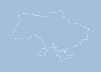 Vector outline map Ukraine, line border country