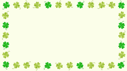 四葉のクローバー　フレーム　素材　枠　飾り枠　見出し　囲み　タイトル　ポップ　おしゃれ　シンプル　表紙　ポスター　16:9