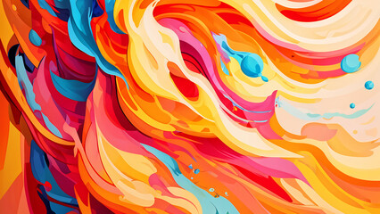 Obraz premium Vibrant and Dynamic Colorful Abstract Art with Flowing Wave Patterns and Radiant Hues. Lively and Colorful Abstract Composition Featuring Fluid Wave Forms and Vibrant Hues. Colorful wave designs