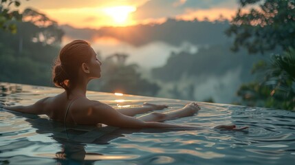 Relaxation at Sunset in an Infinity Pool