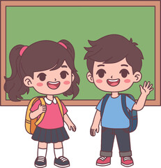 Back to school classmates illustrations