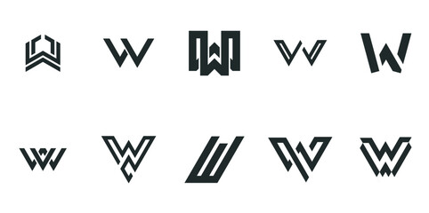 Set of abstract initial letters w monogram logo template, icon for business