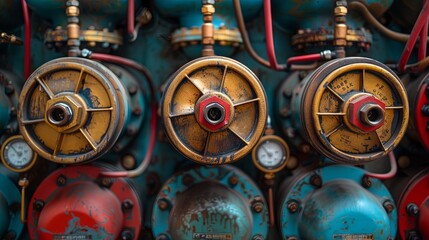 Naklejka premium close up many Air compressors pressure pumps