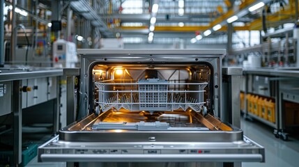 Fototapeta premium Production of Dishwasher oven at the modern factory 