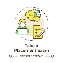 Take a placement exam multi color concept icon. Joining the military. Examination checklist. Round shape line illustration. Abstract idea. Graphic design. Easy to use in infographic, presentation