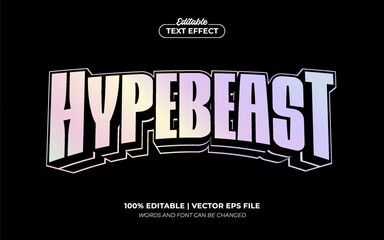 Hype Beast Holographic Streetwear Urban Editable Text Effect, Editable Font Style Premium Vector