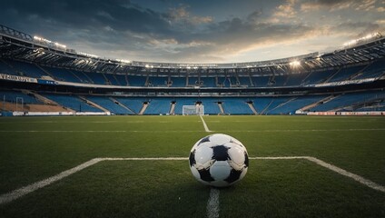 Establishing Shot of Empty Football Socer Stadium