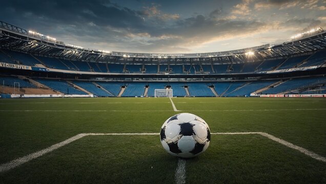 Establishing Shot of Empty Football Socer Stadium