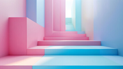 Obraz premium Product booth 3D graphic scene background, simple style geometric shape indoor scene illustration