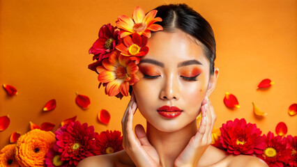 Fototapeta premium Beauty Face makeup mockup Generative AI