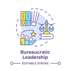 Bureaucratic leadership multi color concept icon. Policy guidelines. Teamwork organization. Round shape line illustration. Abstract idea. Graphic design. Easy to use in infographic, presentation
