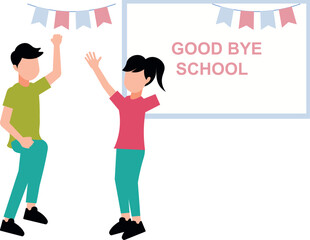 Children are saying goodbye to school.