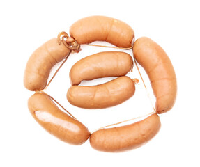 Meat sausages isolated on white background