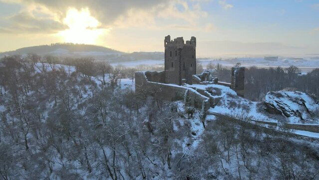 Aerial videos of Burg Wernerseck near Koblenz, Germany	
