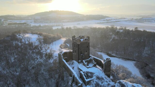 Aerial videos of Burg Wernerseck near Koblenz, Germany	
