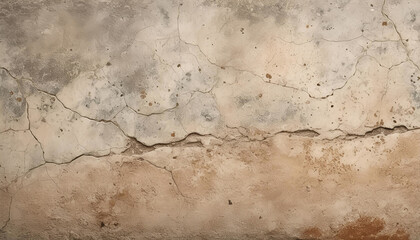 Weathered concrete wall with cracked and peeling paint, showcasing material degradation and rustic texture. nostalgic, aged, abstract.