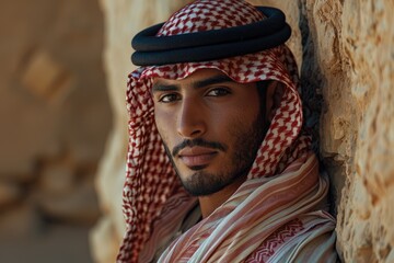 Obraz premium Arab men wearing headscarves