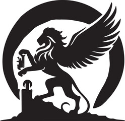 Flying Lion black silhouette