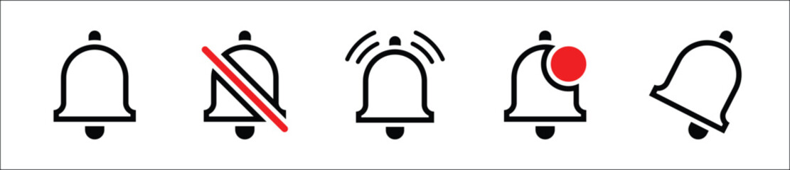 Bell icon set. Bell, notification, alarm icon set – Vector 