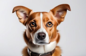 Portrait of a funny dog ​​on white background