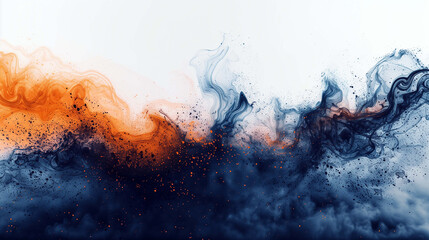 Three layers blue, orange, and black stand out against a pristine white background