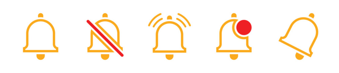 Notification bell icon set. Bell, notification, alarm icon set &ndash; Vector 