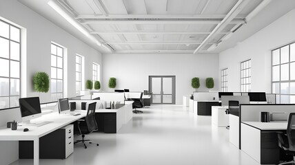Modern white and black open space office interior