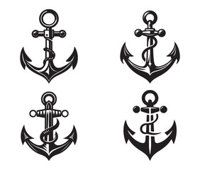 Vector silhouette  anchor symbols or logo template 