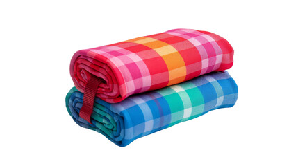 Rolled Plaid Blankets in Red, Orange, Pink, Blue, and Green