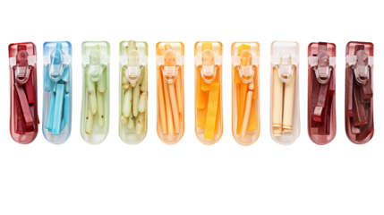 Colorful Plastic Containers Filled With Small Sticks