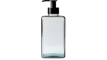 Fototapeta premium Clear Glass Soap Dispenser With Black Pump