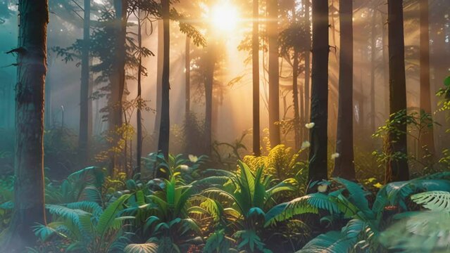 toropical forest with sunlight. seamless looping time lapse virtual 4k video animation background