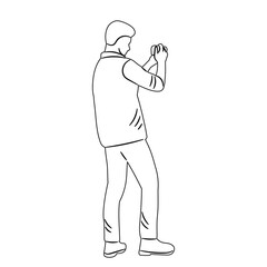 man taking photograph outline sketch, vector