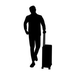 man with suitcase silhouette, vector