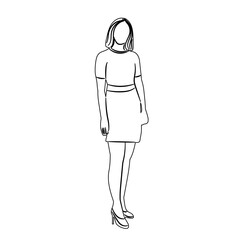 woman, girl outline sketch, vector