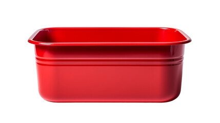 Red Plastic Rectangular Basin Isolated On White Background