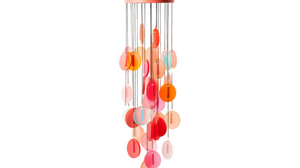 Colorful Round Wind Chime Hanging Against White Background